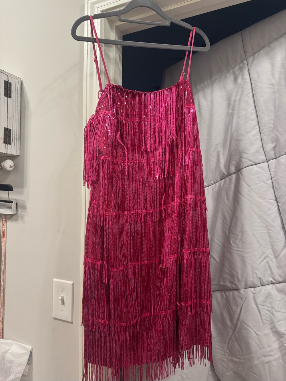 Pink Lily Hot Pink Sequin Fringe Dress